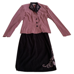 2/$18 Skirt suit with embroidered blazer jacket size 4
